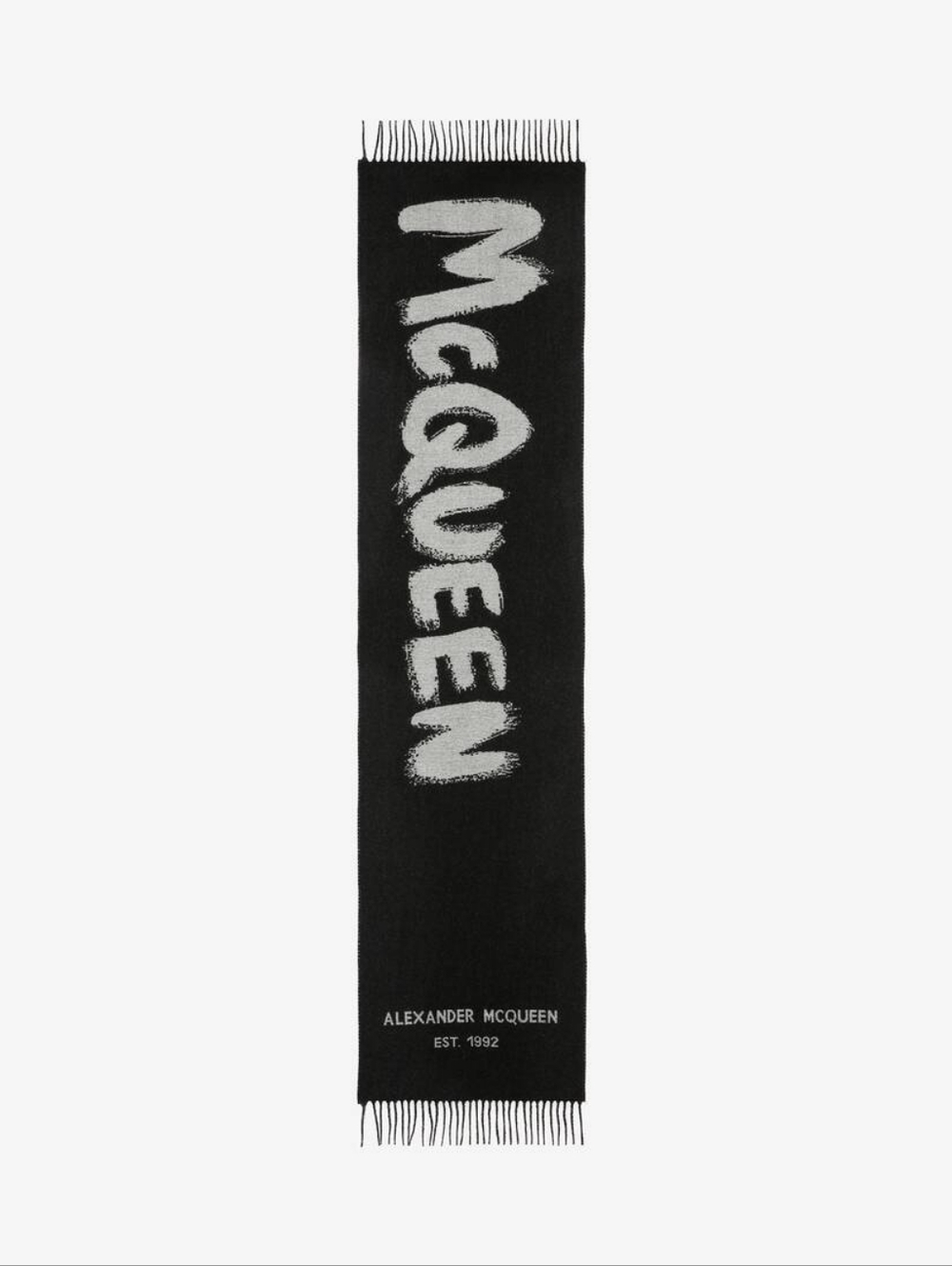 Alexander McQueen Oversize McQueen Graffiti Scarf Wool New COA